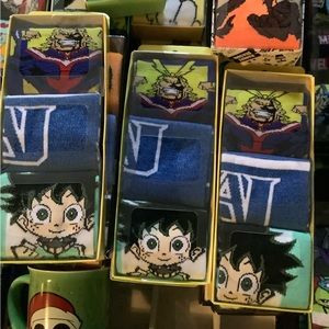 MY HERO ACADEMIA 3 boxes of adult socks NIB 
3 boxes = 9 pairs  NEW IN BOX